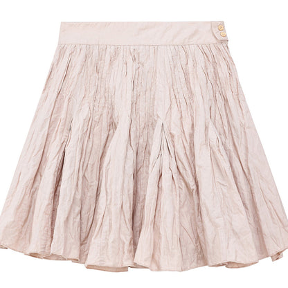 Memory Metallic Wire Crinkled A-Line Skirt