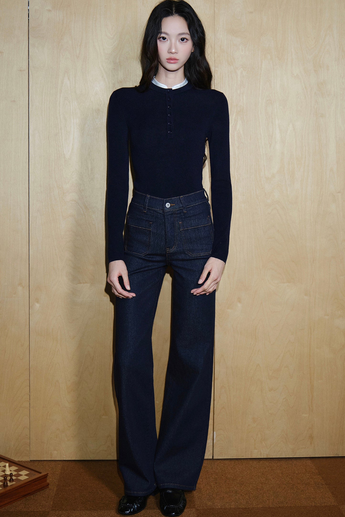 Pantaloni in cotone a vita alta