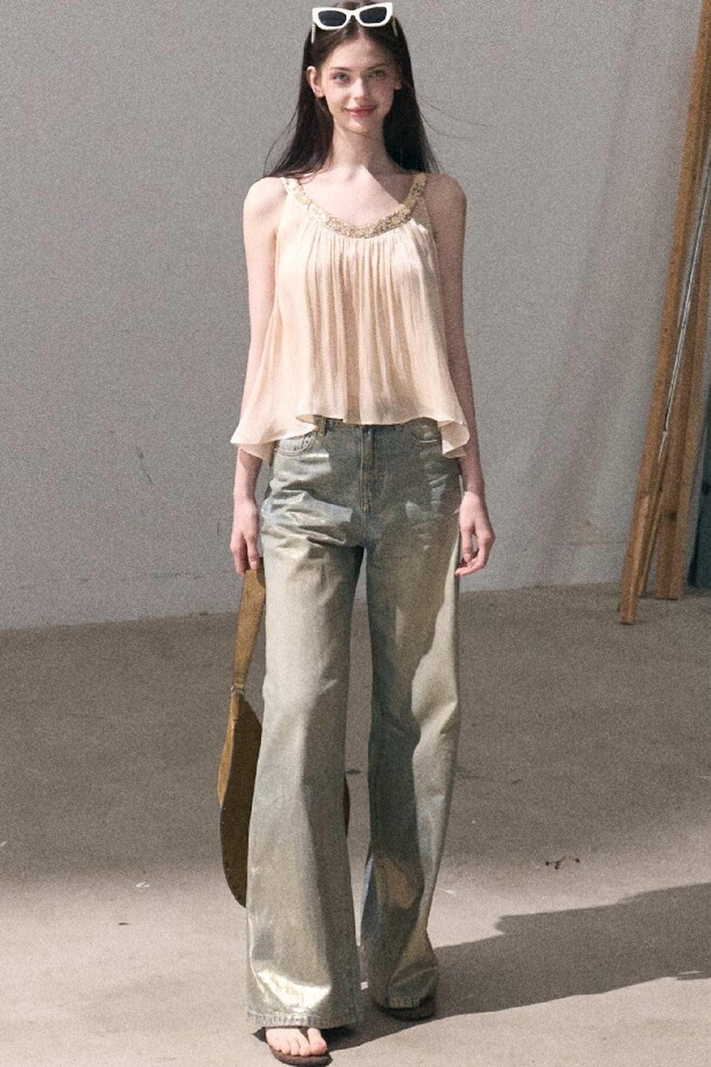Gold Sequin Lace Top