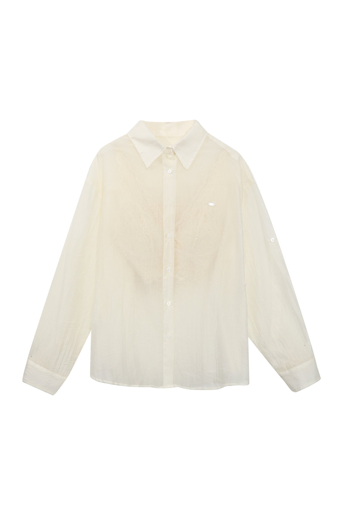 White Long-Sleeved Shirt And Skirt Set