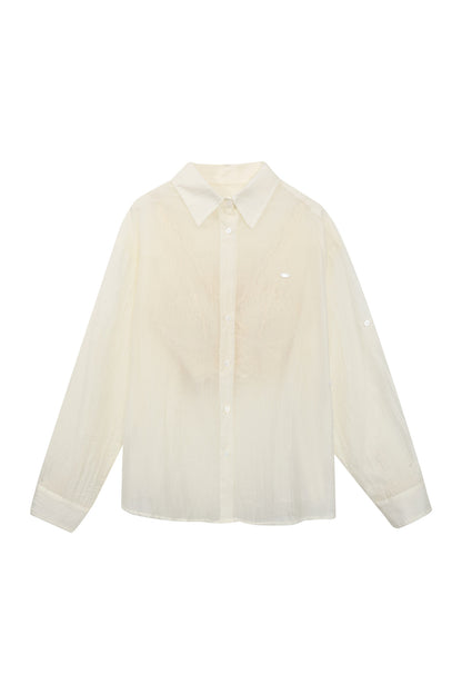 White Long-Sleeved Shirt And Skirt Set