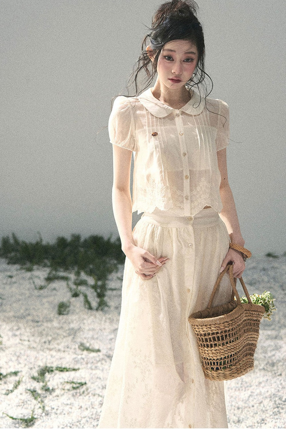 French Floral Lace Two-Piece Set