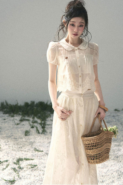 French Floral Lace Two-Piece Set
