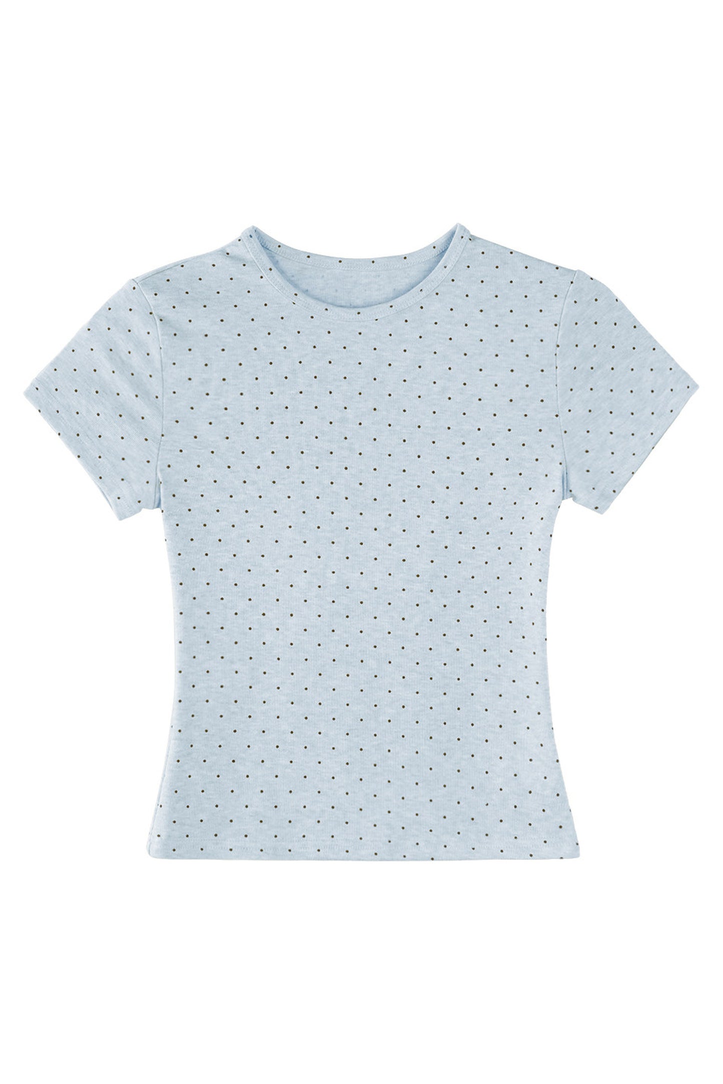 Kurzes T-Shirt in Creme mit Polka-Dots