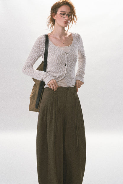 Textured Hollow-Out Knit Cardigan Jacket