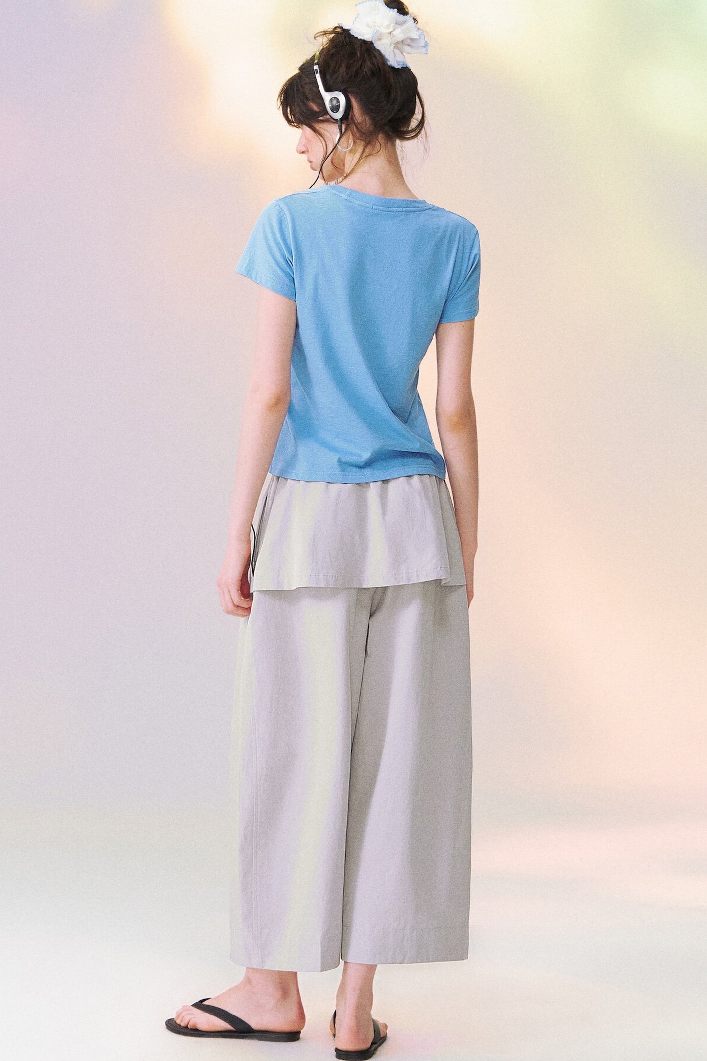 Layered-Look Skirt Overlay Wide Pants