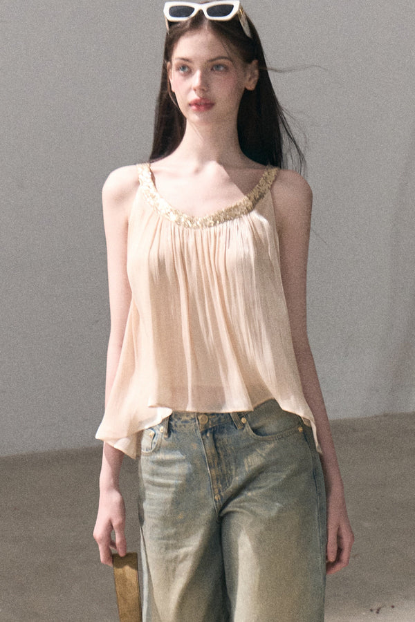 Gold Sequin Lace Top