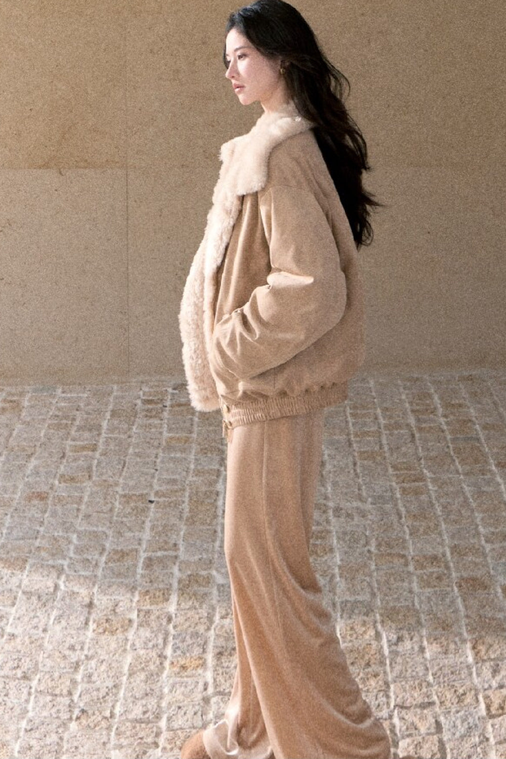 Matte Suede 95% White Duck Down Jacket