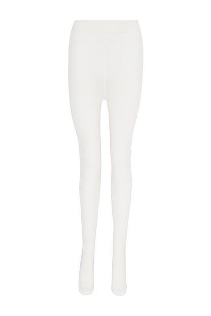 Blue Hooded Down Jacket and White Trousers Set-Up