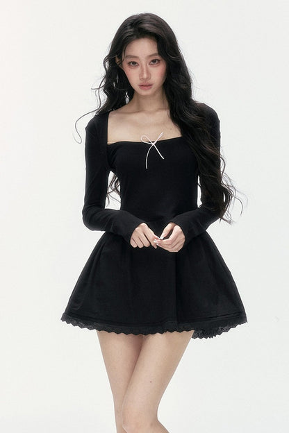 Lace Patchwork Knit Dress