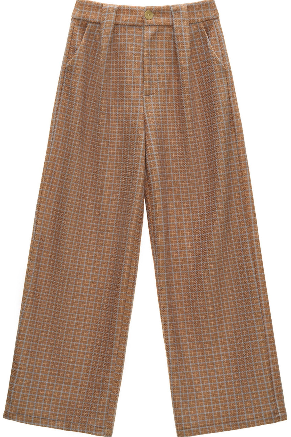 Retro Plaid Woolen Wide-Leg Pants