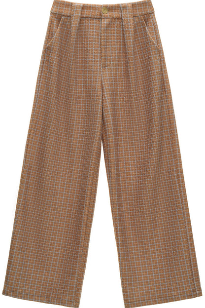 Retro Plaid Woolen Wide-Leg Pants