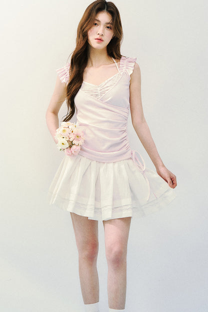 Flutter Sleeve Spliced T-Shirt