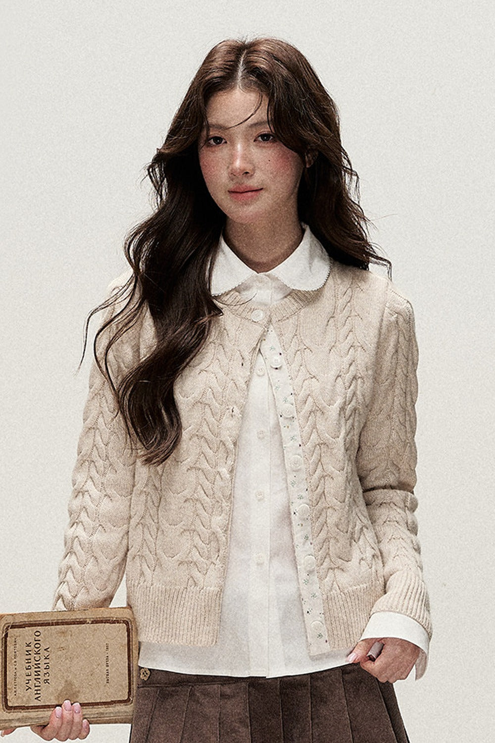 Plaid Layered-Look Knit Top