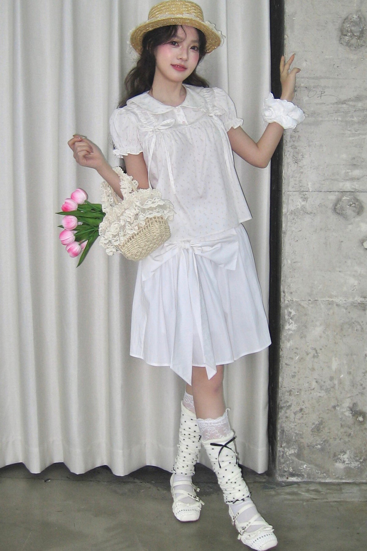 Floral Shirt and Bow Skirt Set-Up