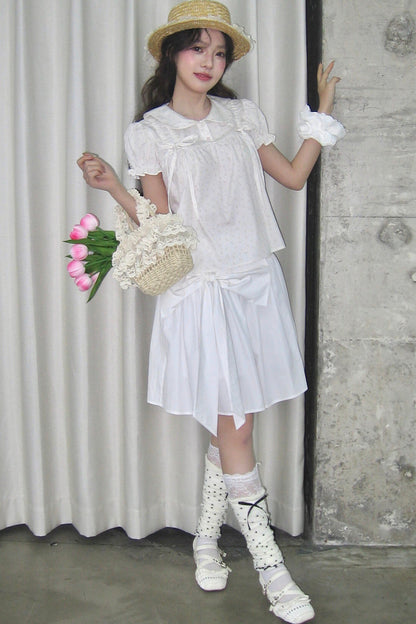 Floral Shirt and Bow Skirt Set-Up