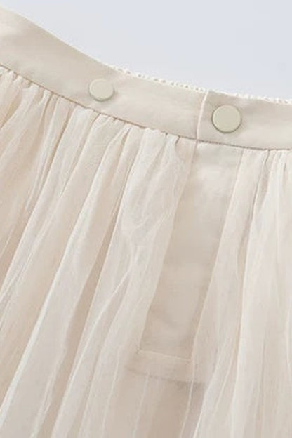 Multi-Layered Pleated Tulle Skirt