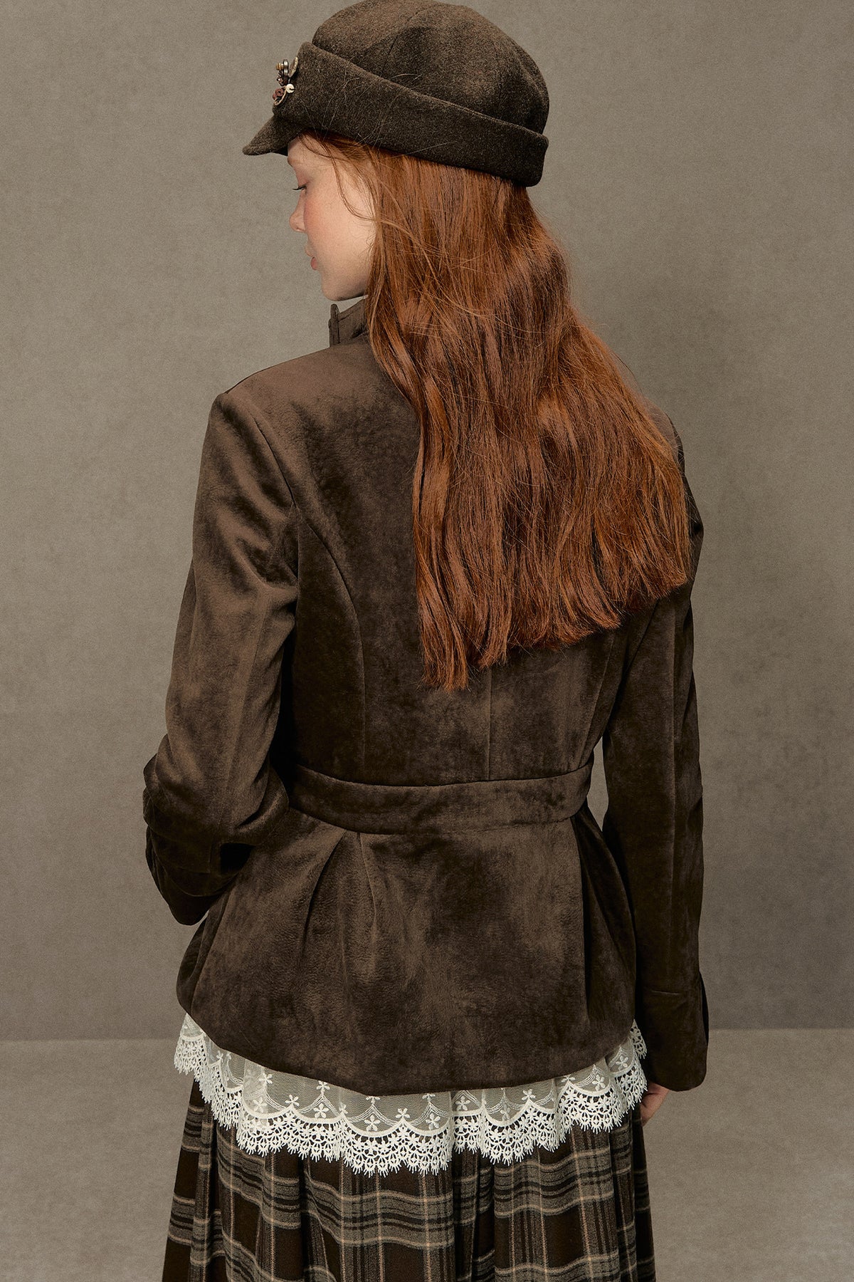 Distressed Suede Double-Breasted Jacket