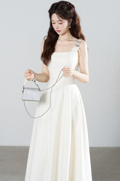 Elegant White Drapey Dress