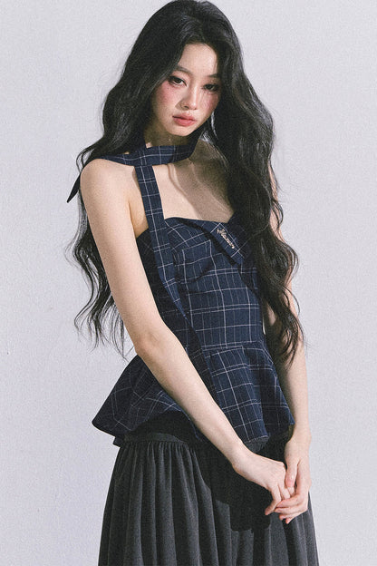 Blues Rhyme Plaid Tube Top