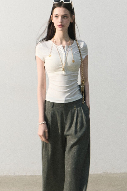 Gilded Linen Draped Pants