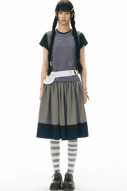Maglia color block con applicazione lumaca