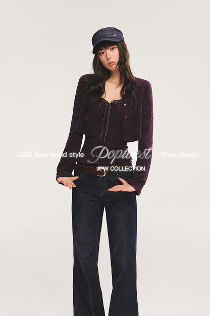 Knit Cardigan With Lace Camisole