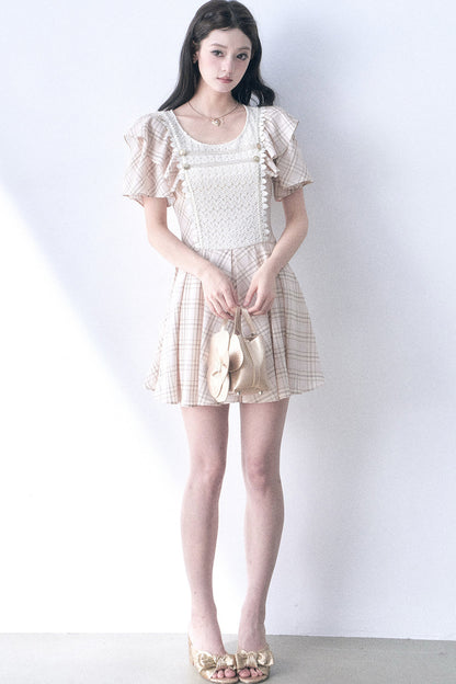 Retro Knit Plaid Dress