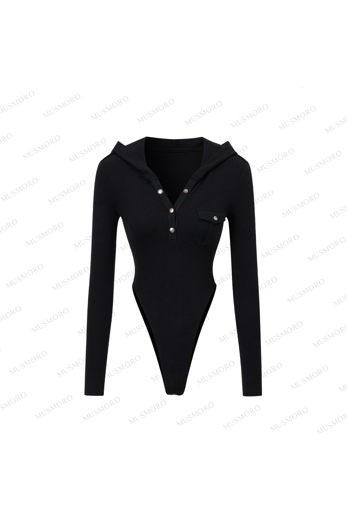 Brushed Ribbed Hooded Cutout Top
