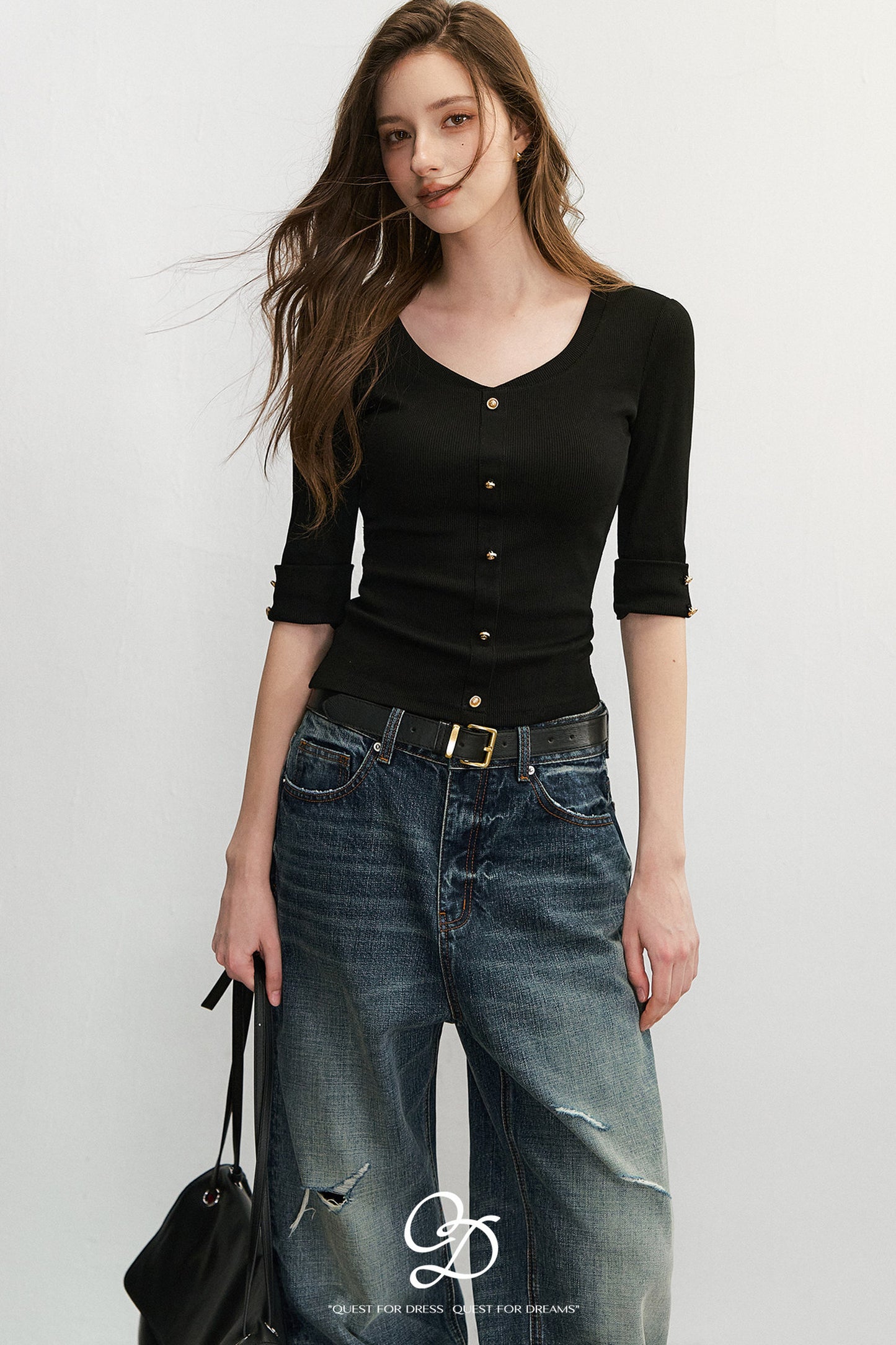 Elegant Knit V-Neck Top