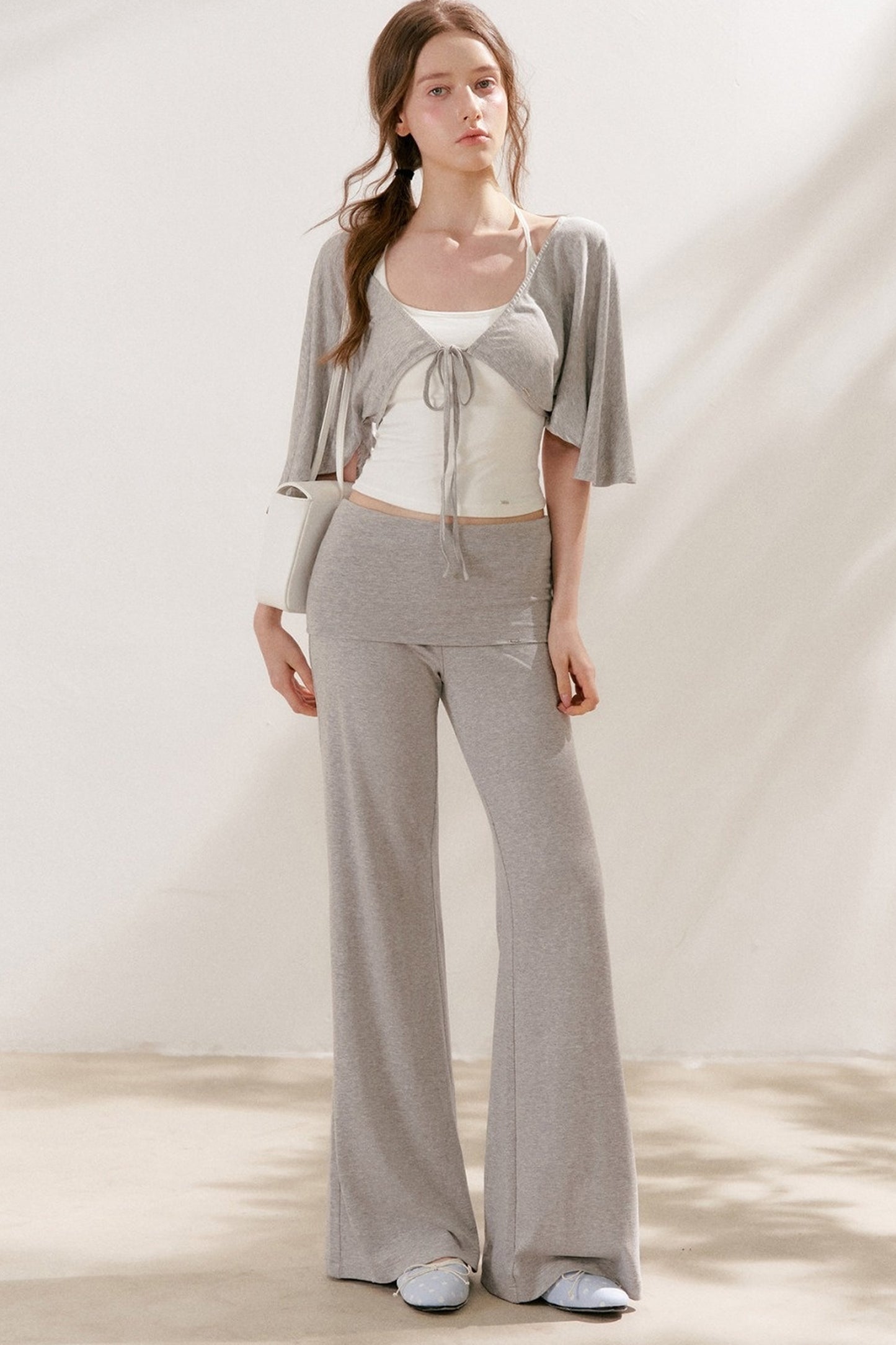 Wide Waist Straight Leg Knit Pants