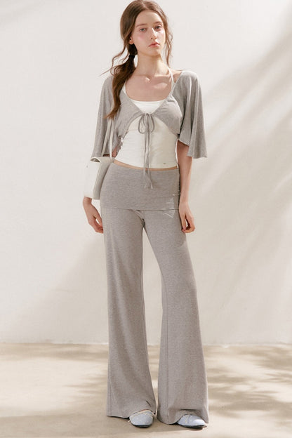 Wide Waist Straight Leg Knit Pants