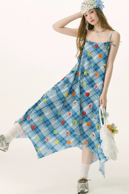 Robe à carreaux avec imprimé amusant Doux rêves