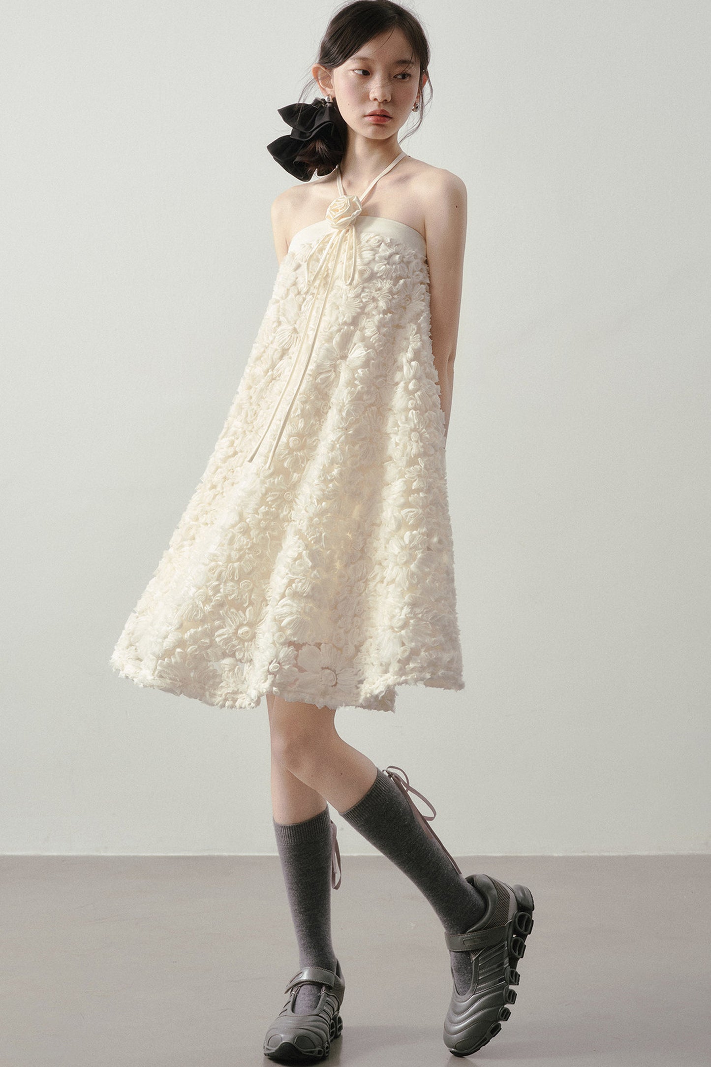 Robe jacquard blanc lait