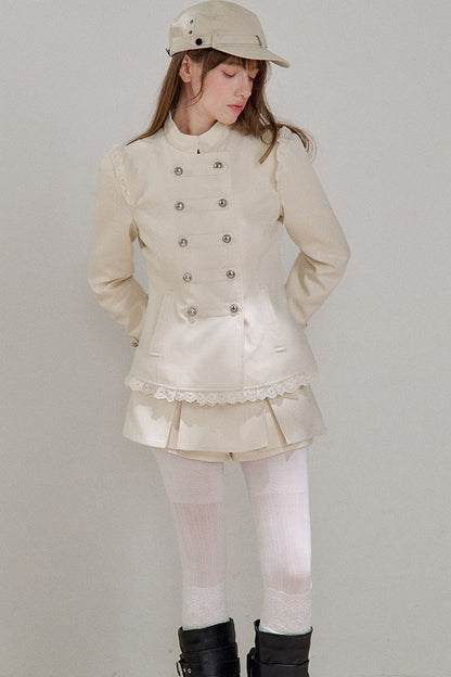 Double-Breasted Stand Collar Jacket