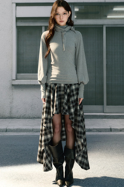 Ribbon Lantern Sleeve Knit Top