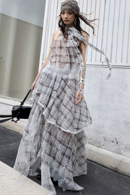 Bohemian Lace Plaid Two-Piece Set