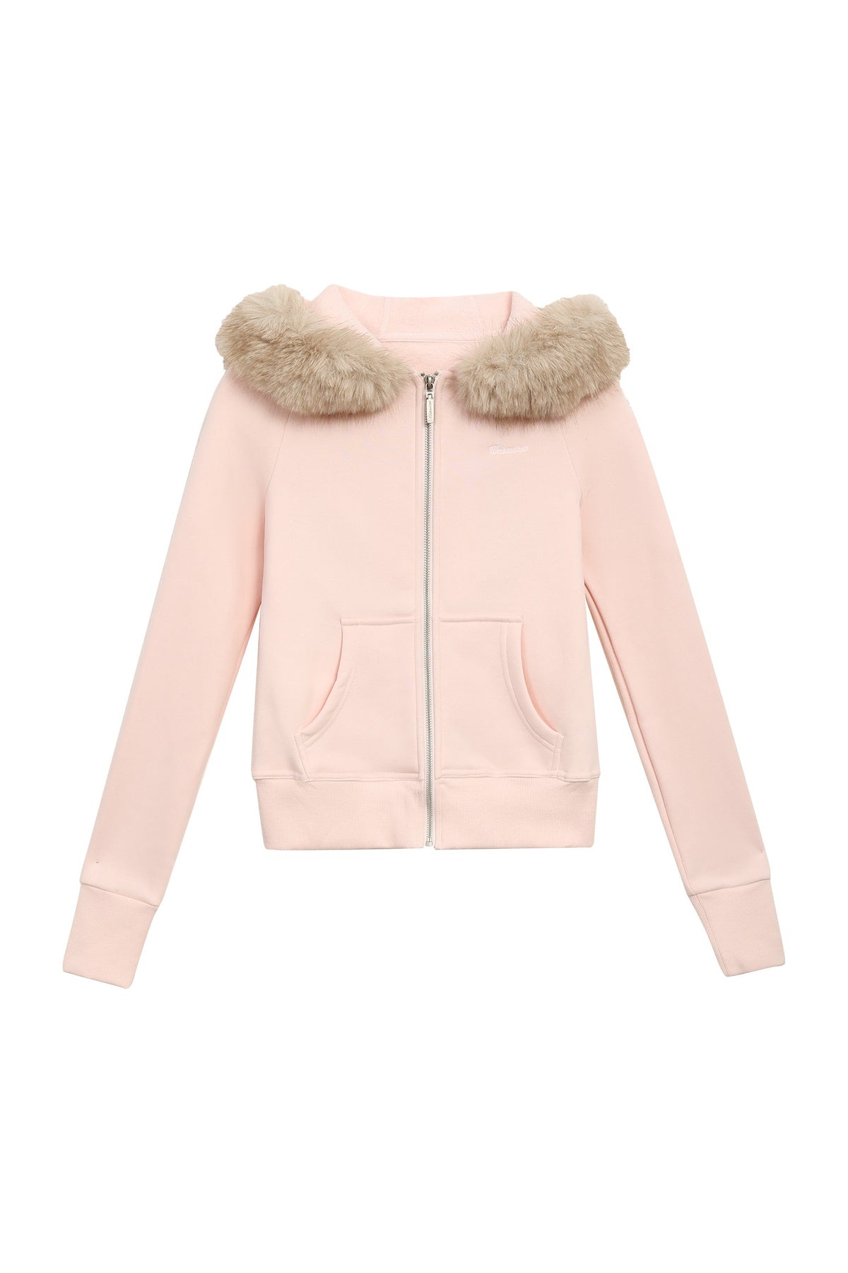 Pink Fur Trim Zip Hoodie