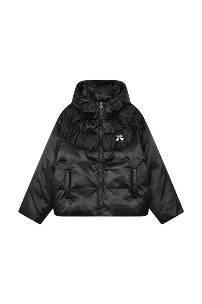 Silk Texture Pleated Puffer Jacket