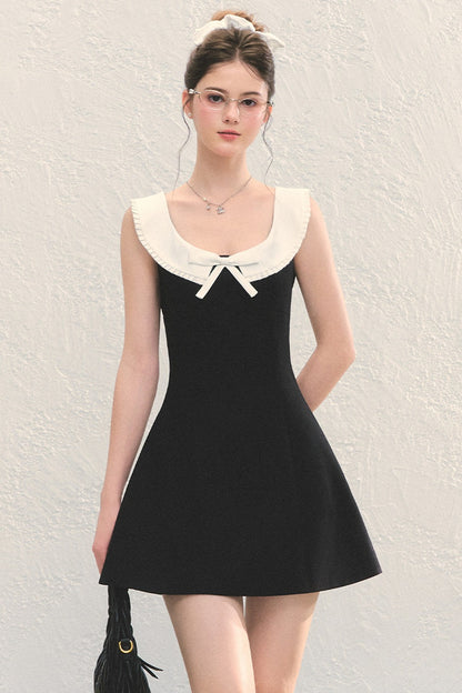 U-Neck Bow Collar Sleeveless Dress