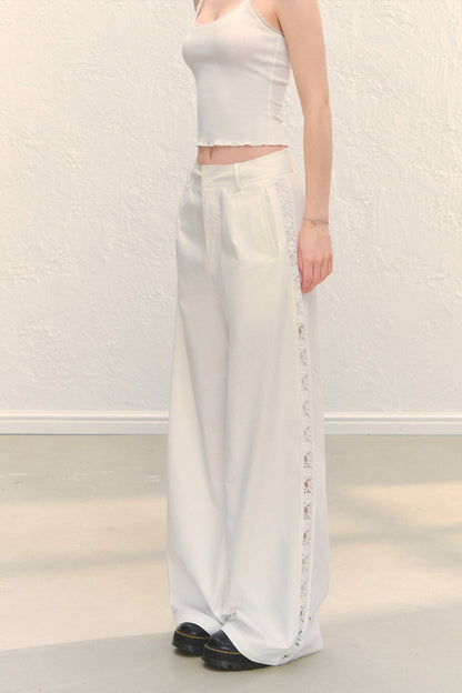 High Waist White Wide-Leg Pants