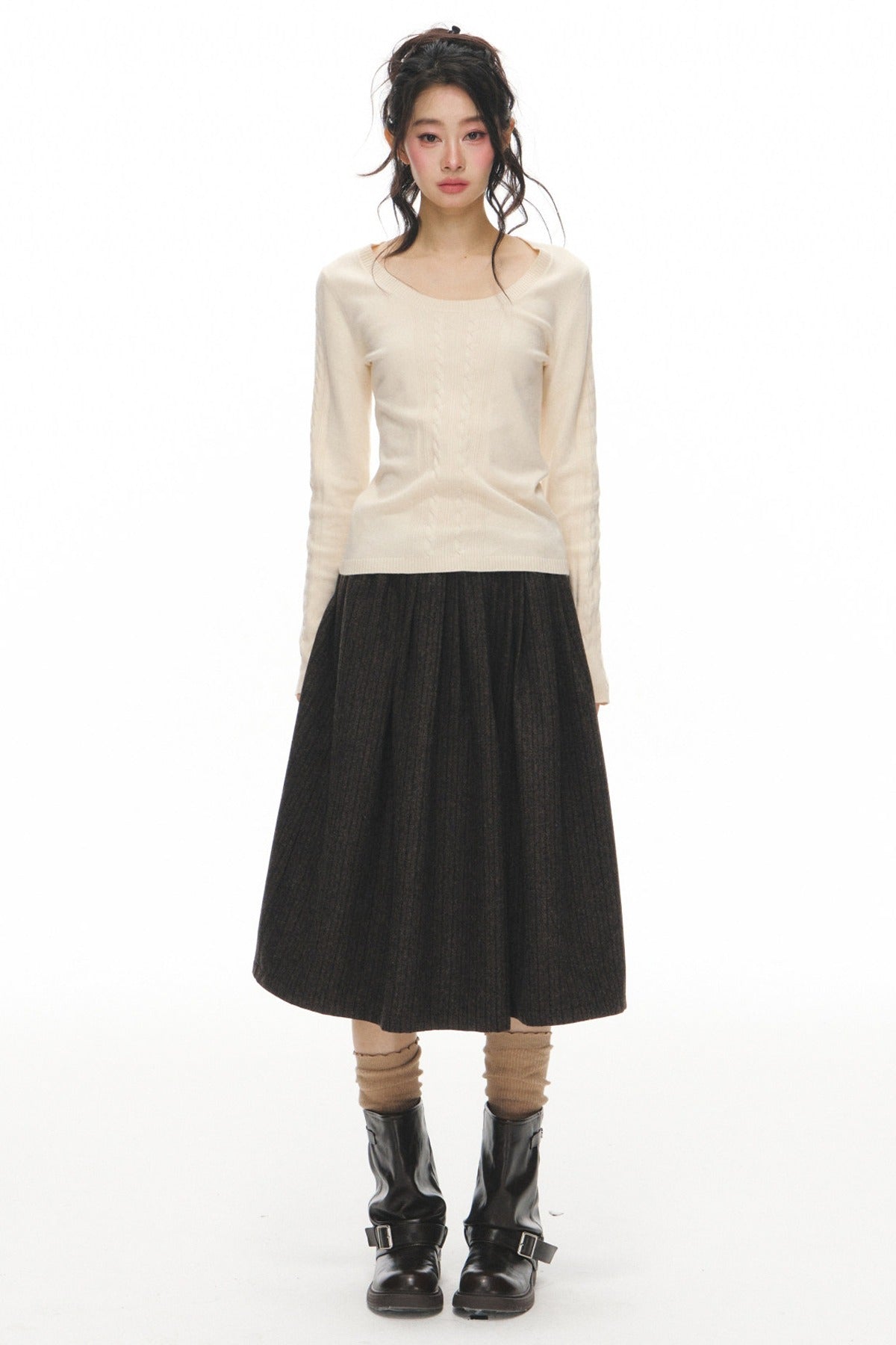 Long Sleeve Knit Top and Pants Set-Up