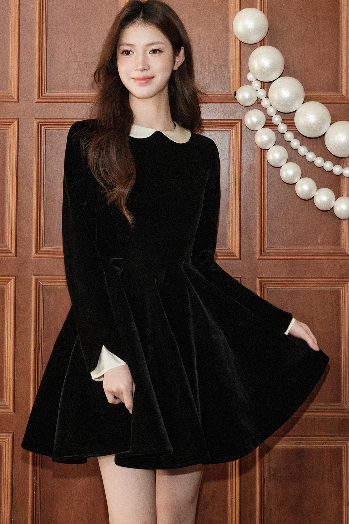 Doll Collar Velvet Dress