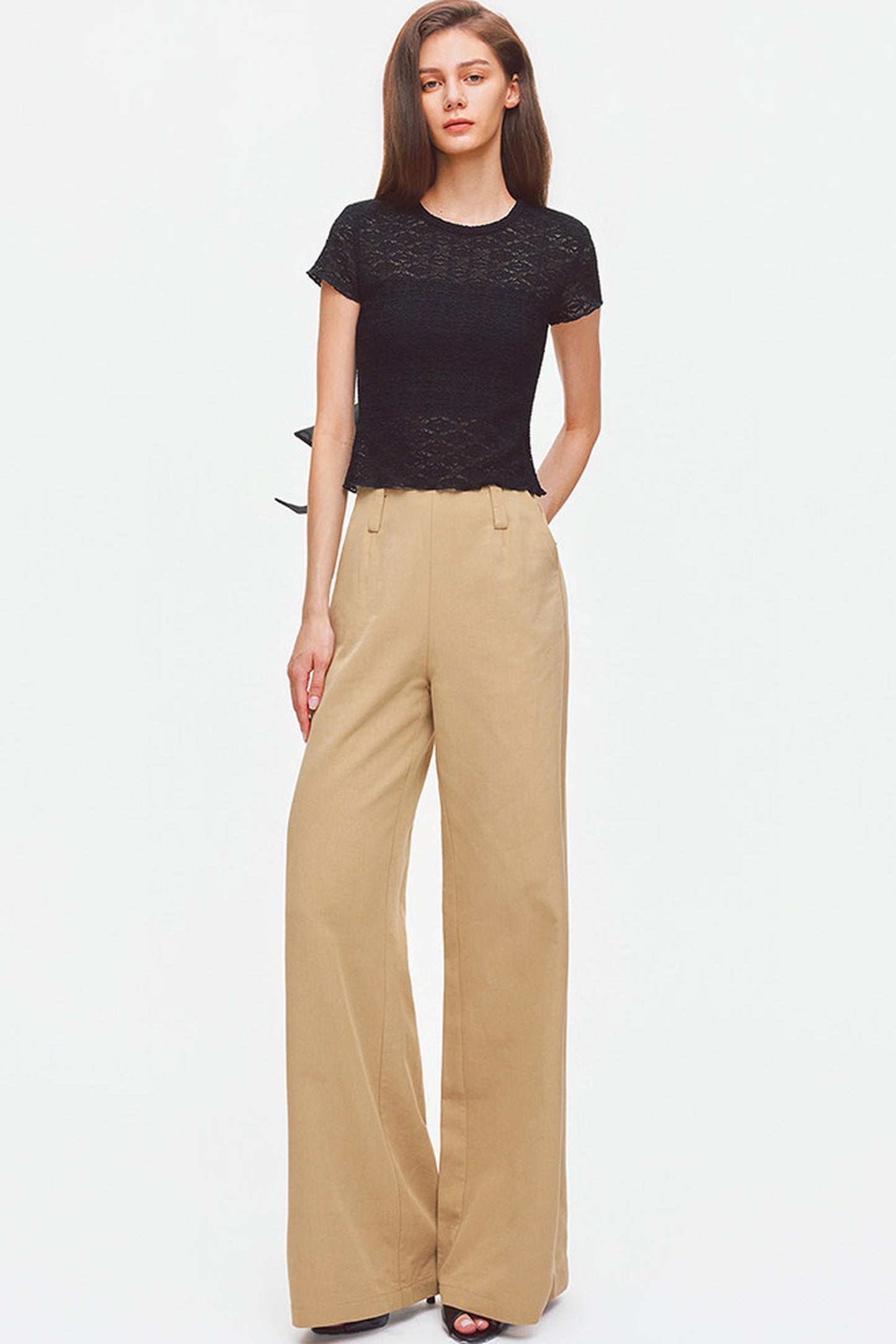 Tencel Linen Cotton Wide-Leg Trousers
