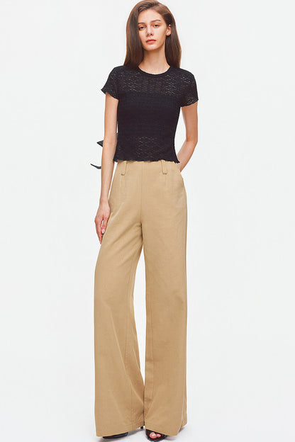 Tencel Linen Cotton Wide-Leg Trousers