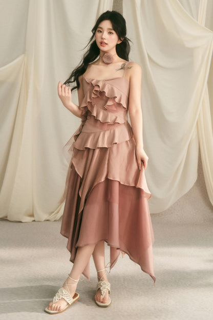 Rose Wave Layered Camisole and Skirt Set-Up