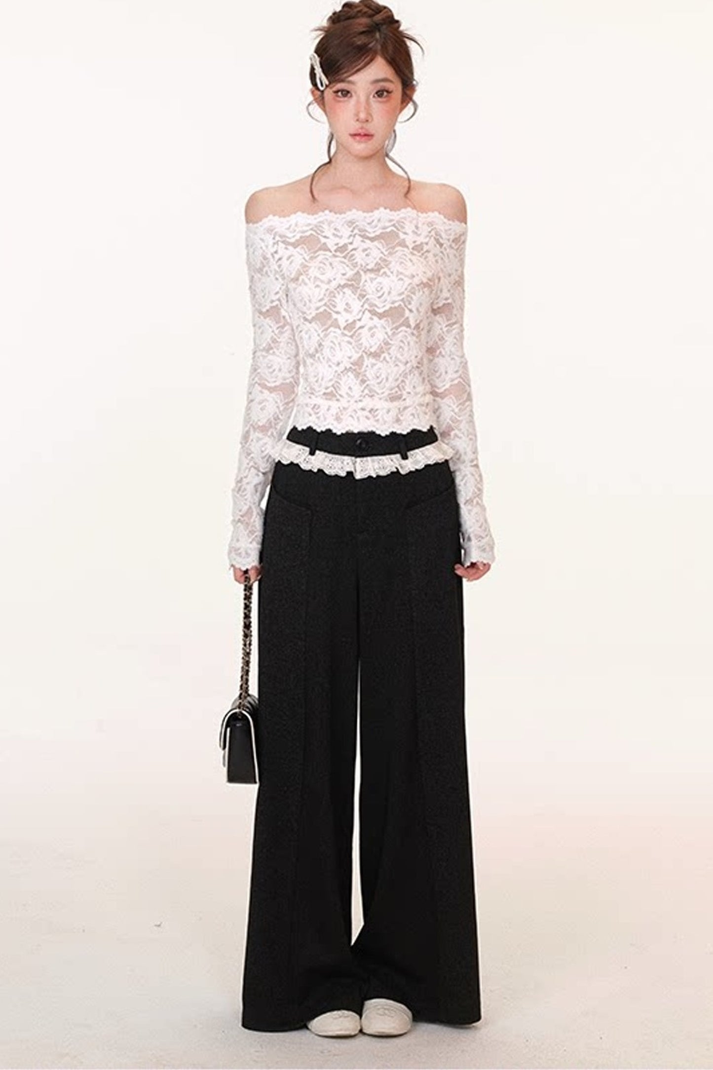 Velvet Lace Bow Top
