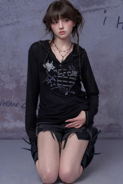 Street Graffiti Mesh Hooded Top