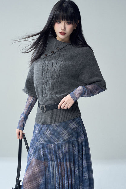 High Neck Short Sleeve Knit Sweater