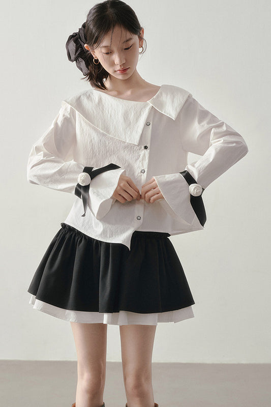 Horse Hoof Sleeve Diagonal Placket Shirt